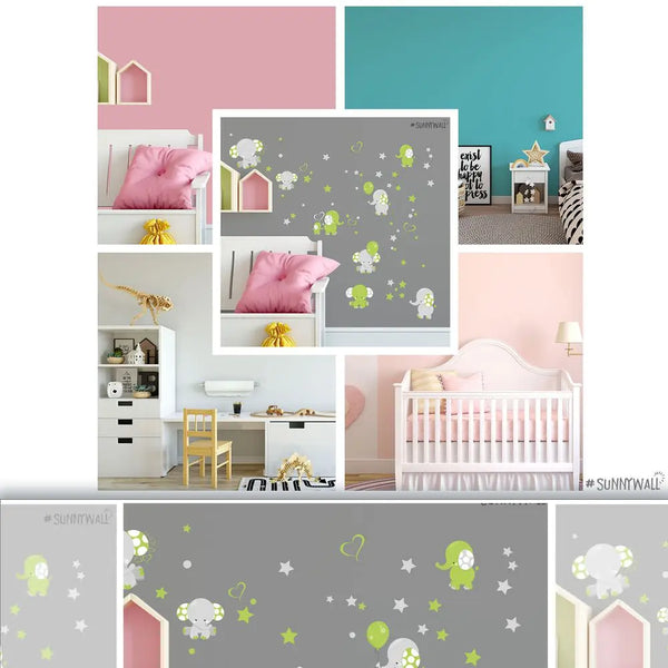 Elefant Baby - Wandtattoo Kinderzimmer Baby Wandaufkleber Sunnywall