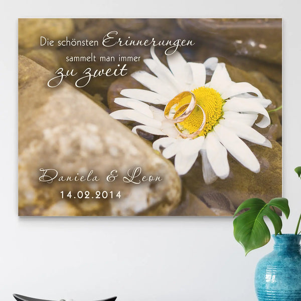 Erinnerungen Holzbild für Paare, Hochzeit, Liebesgeschenk mit Wunschnamen und Datum Sunnywall