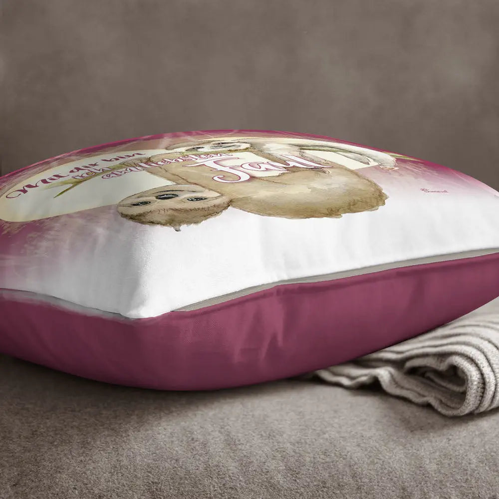 Faultier sloth Mit Dir bin ich am liebsten Faul Kissen pillow Sunnywall® Sunnywall