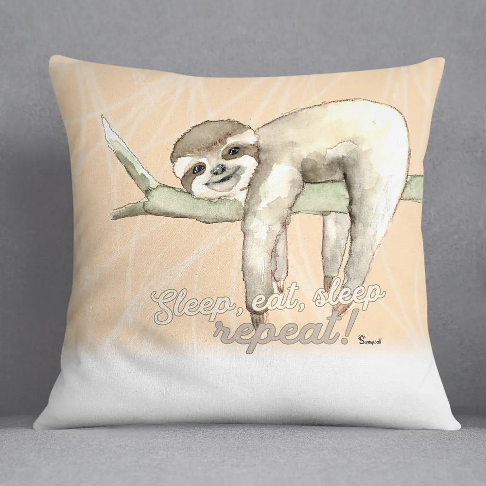 Faultier sloth sleep, eat, sleep, repeat Kissen pillow Sunnywall® Sunnywall