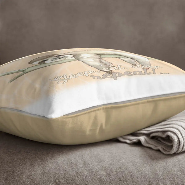 Faultier sloth sleep, eat, sleep, repeat Kissen pillow Sunnywall® Sunnywall