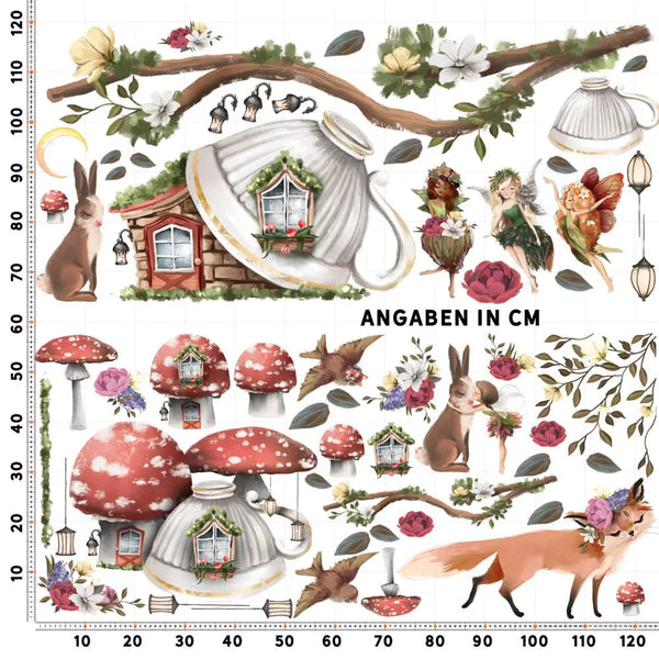Feenzimmer Wandtattoo XXL Set | Kinderzimmer Aufkleber bunt Wanddeko Sunnywall