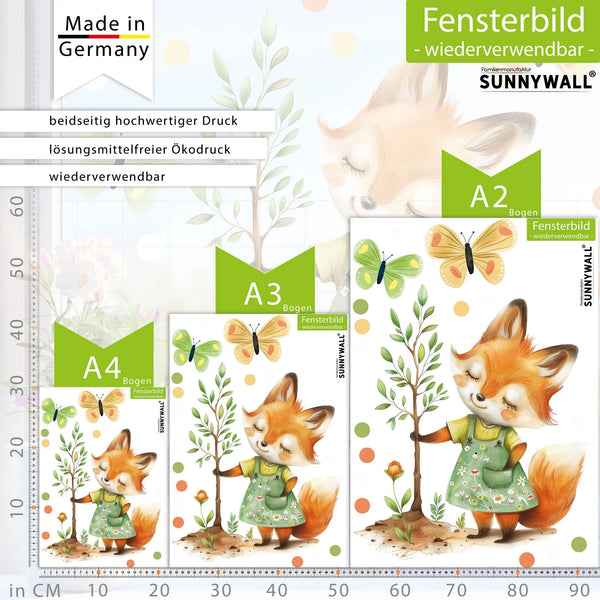 Fensterbild | Fleißiges Füchschen im Garten Sunnywall