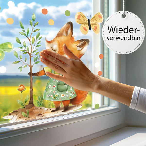 Fensterbild | Fleißiges Füchschen im Garten Sunnywall