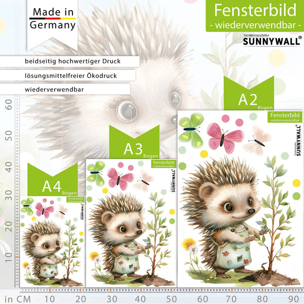 Fensterbild | Gärtnerin Igel im Blütenzauber Sunnywall