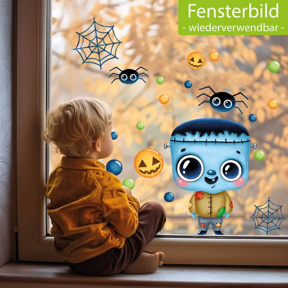Fensterbild | Halloween Frankenstein| Fenster Dekoration Sunnywall