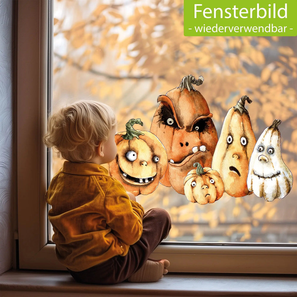 Fensterbild | Halloween Gruselige Kürbisse | Fenster Dekoration Sunnywall