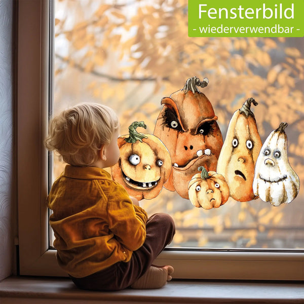 Fensterbild | Halloween Gruselige Kürbisse | Fenster Dekoration Sunnywall