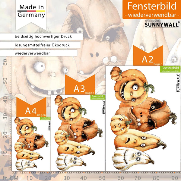 Fensterbild | Halloween Gruselige Kürbisse | Fenster Dekoration Sunnywall