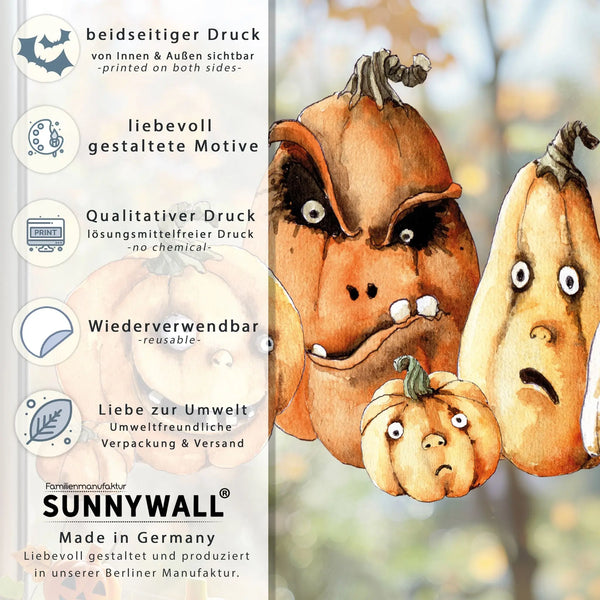Fensterbild | Halloween Gruselige Kürbisse | Fenster Dekoration Sunnywall