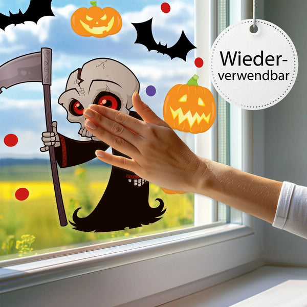 Fensterbild | Halloween Sensemann | Grim Reaper| Fenster Dekoration Sunnywall