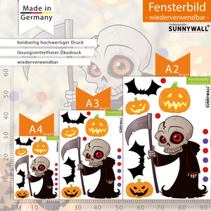 Fensterbild | Halloween Sensemann | Grim Reaper| Fenster Dekoration Sunnywall