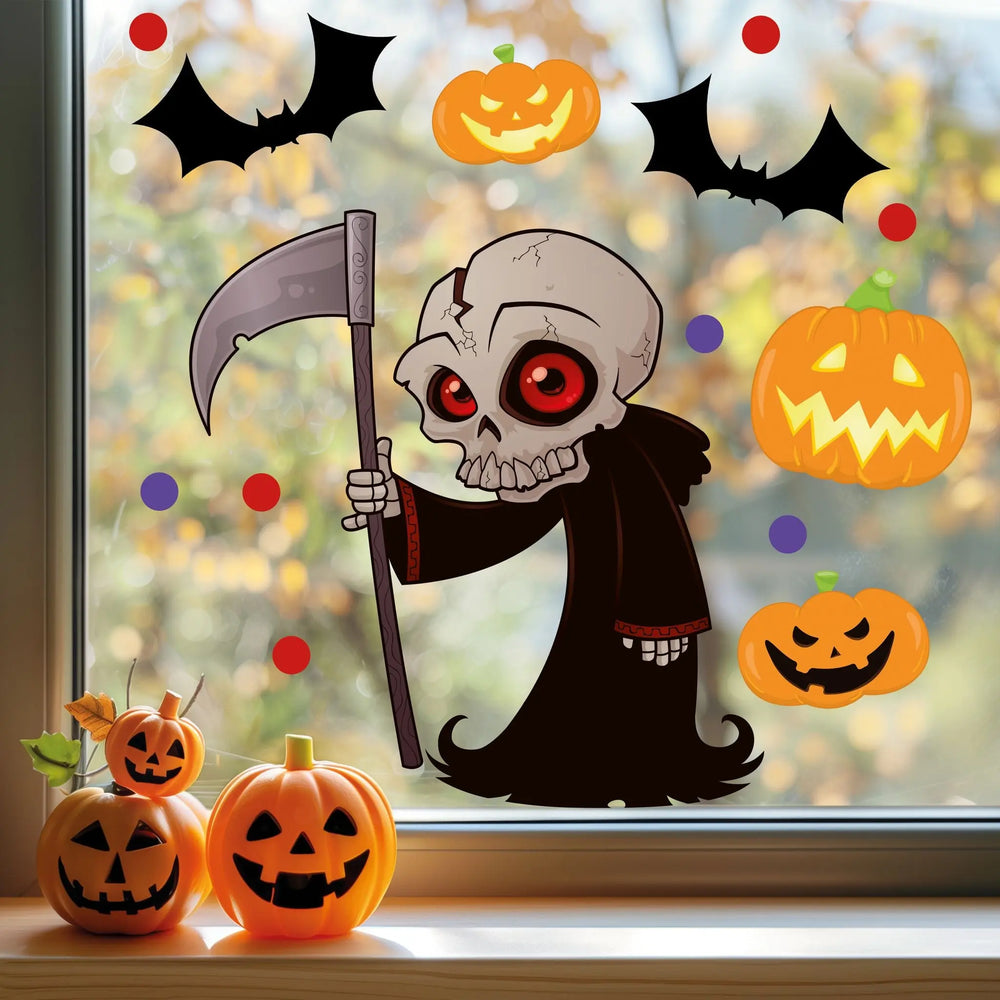 Fensterbild | Halloween Sensemann | Grim Reaper| Fenster Dekoration Sunnywall