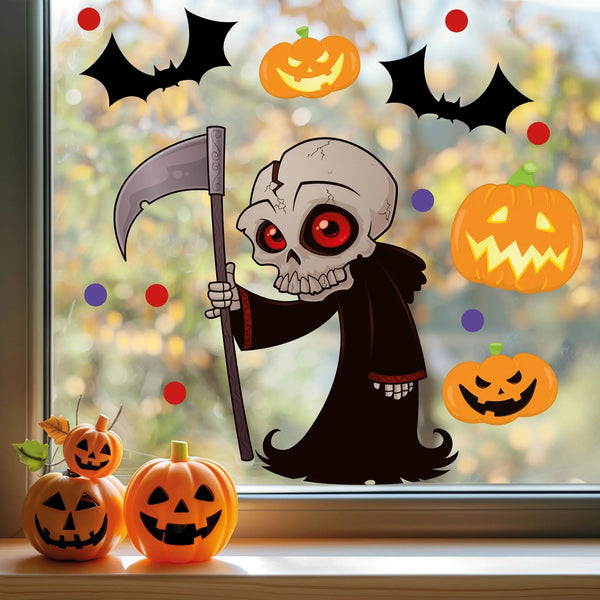 Fensterbild | Halloween Sensemann | Grim Reaper| Fenster Dekoration Sunnywall