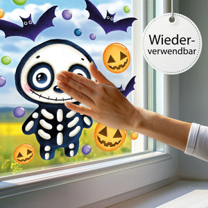 Fensterbild | Halloween Skelett | Fenster Dekoration Sunnywall