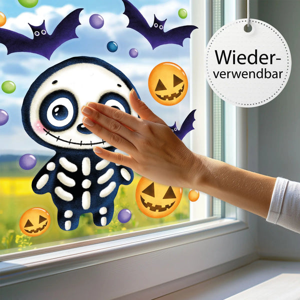 Fensterbild | Halloween Skelett | Fenster Dekoration Sunnywall