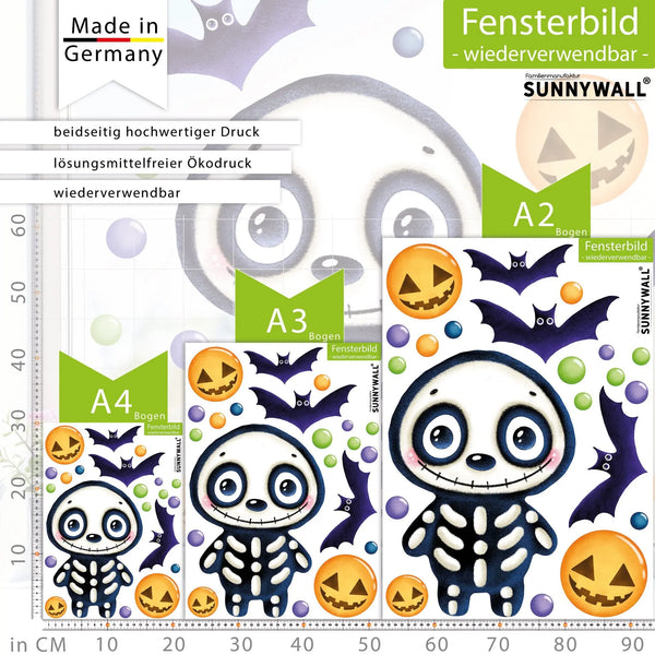 Fensterbild | Halloween Skelett | Fenster Dekoration Sunnywall