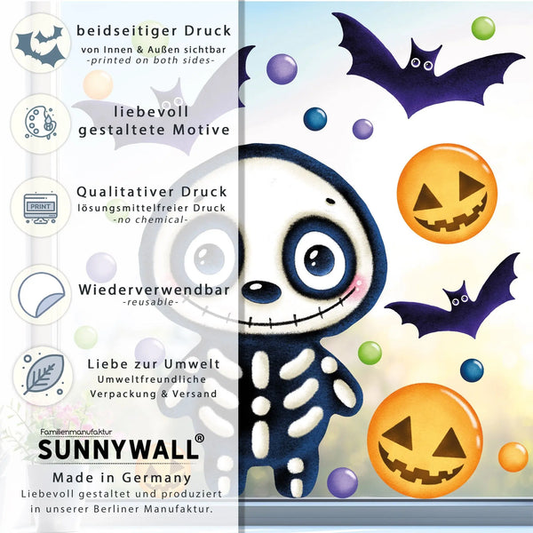 Fensterbild | Halloween Skelett | Fenster Dekoration Sunnywall