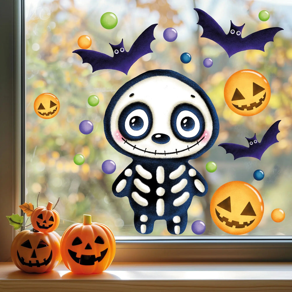 Fensterbild | Halloween Skelett | Fenster Dekoration Sunnywall