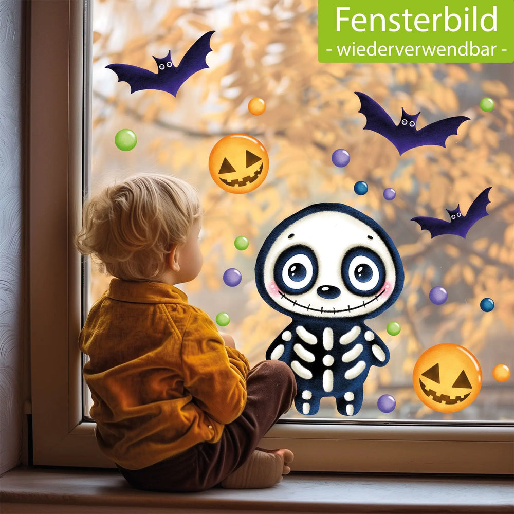 Fensterbild | Halloween Skelett | Fenster Dekoration Sunnywall