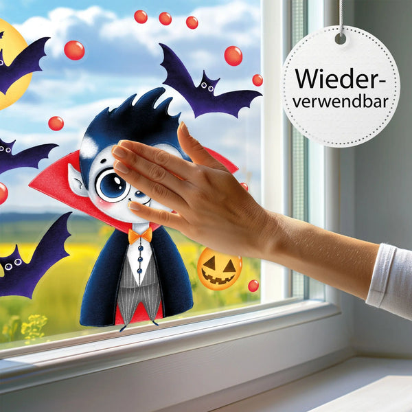 Fensterbild |  Halloween Vampir Dracula | Fenster Dekoration Sunnywall
