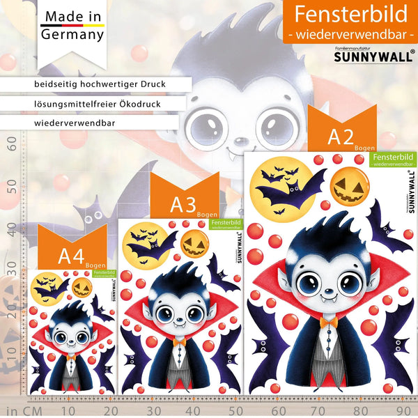 Fensterbild |  Halloween Vampir Dracula | Fenster Dekoration Sunnywall