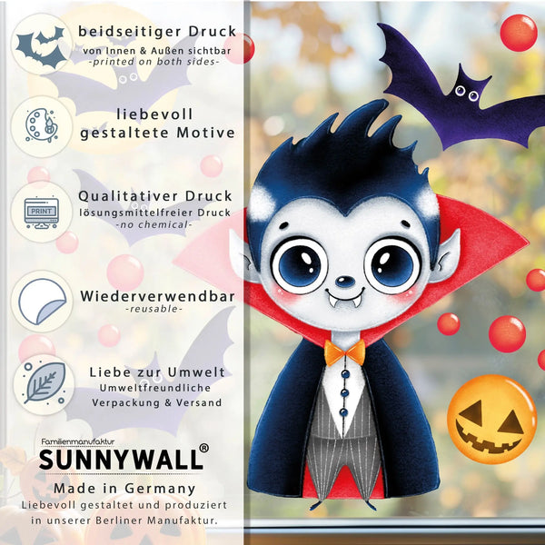 Fensterbild |  Halloween Vampir Dracula | Fenster Dekoration Sunnywall