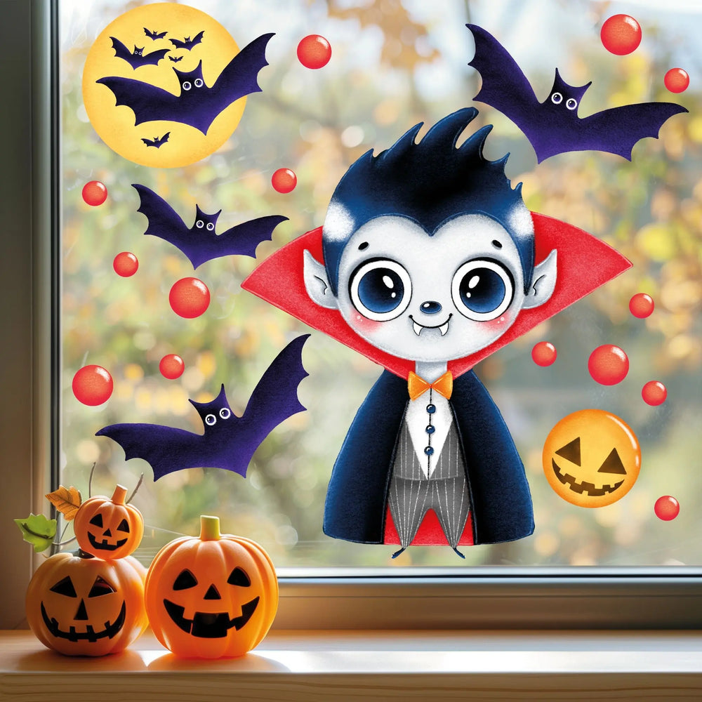 Fensterbild |  Halloween Vampir Dracula | Fenster Dekoration Sunnywall
