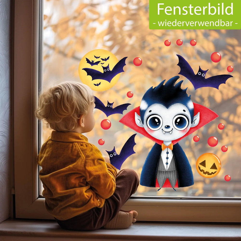 Fensterbild |  Halloween Vampir Dracula | Fenster Dekoration Sunnywall