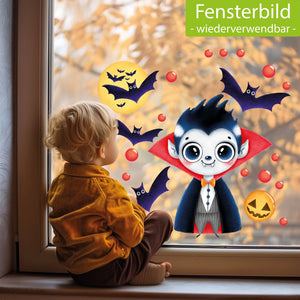 Fensterbild |  Halloween Vampir Dracula | Fenster Dekoration Sunnywall