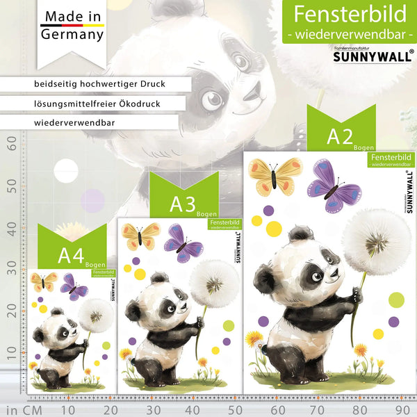 Fensterbild | Panda mit Pusteblume Sunnywall