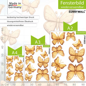 Fensterbild |  Schmetterlinge in Holz-Design | Holz-Optik Fensterbild Dekoration Sunnywall