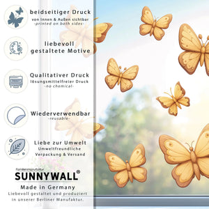 Fensterbild |  Schmetterlinge in Holz-Design | Holz-Optik Fensterbild Dekoration Sunnywall