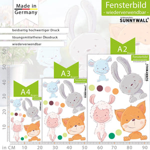 Fensterbild | Tiere Fuchs Hase Maus Schaf Sunnywall