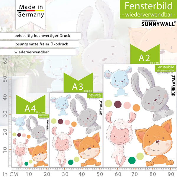 Fensterbild | Tiere Fuchs Hase Maus Schaf Sunnywall