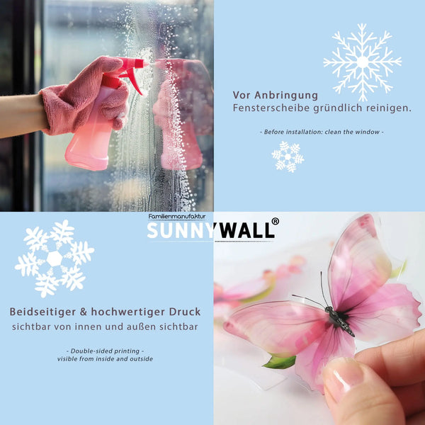Fensterbild |  Verträumter T-Rex mit Schneemann | Winterliche Fensterbild Dekoration Sunnywall