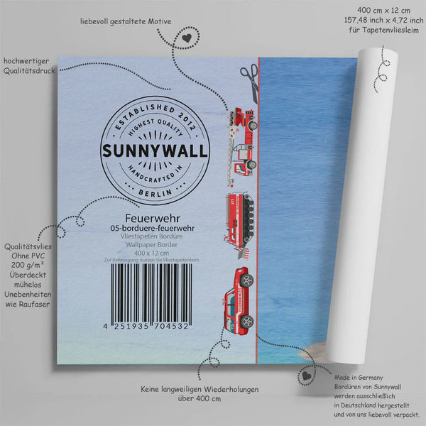 Feuerwehr Bordüre Wandbordüre Sunnywall