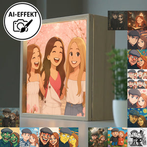 Photo light box 20x20 cm with your own photo – wooden frame &amp; LED lighting light box