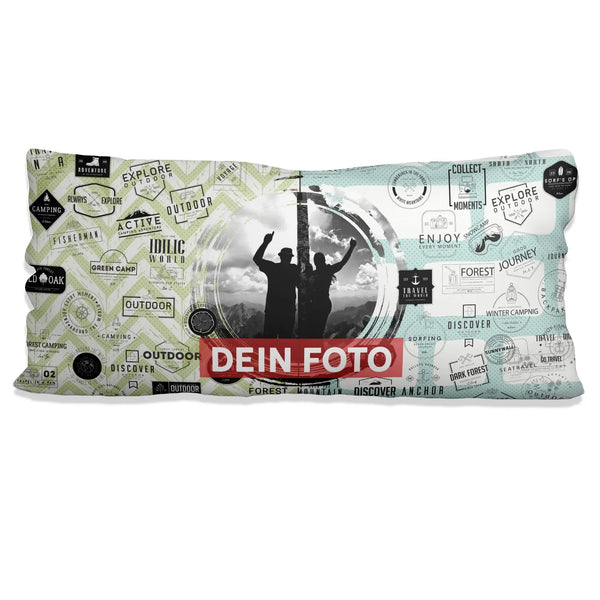 Fotokissen Camping Freizeit Abenteuer - Rahmen 80 x 40 cm Dein Foto/ Grafik Sunnywall