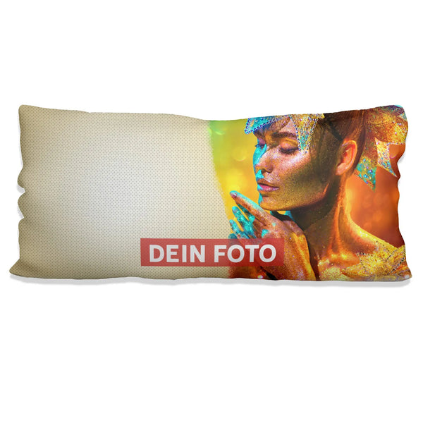 Fotokissen + Text - Rahmen 80 x 40 cm Dein Foto/ Grafik Beige Sunnywall