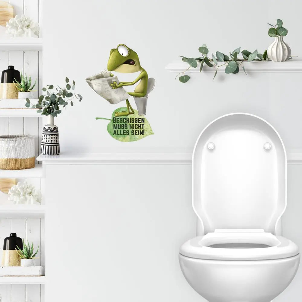 Frosch WC Spruch  - Wandtattoo Badezimmer Toilette Bad Spruch Sunnywall