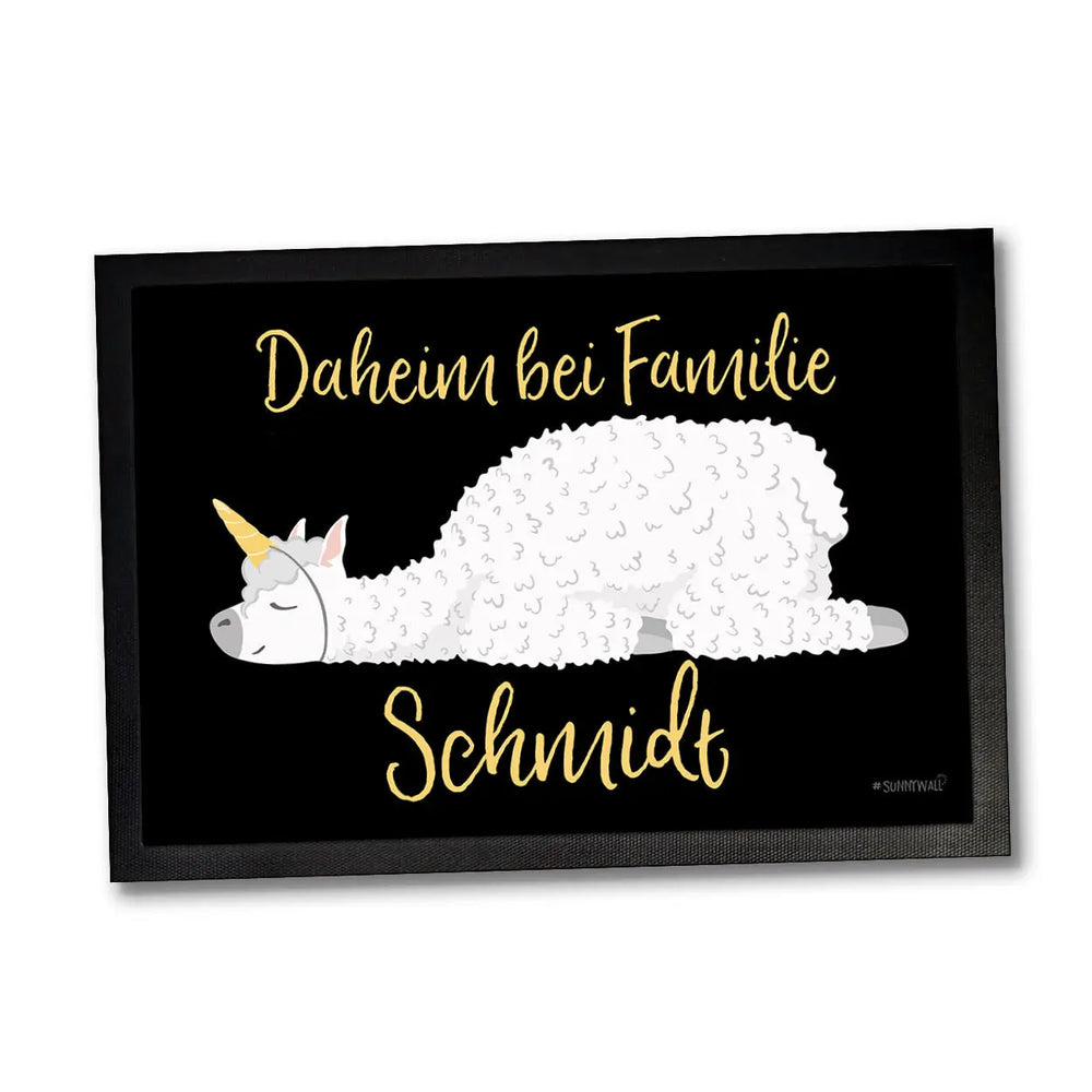 Fußmatte Alpaka - Daheim bei Familie - DEIN WUNSCHNAME - individuell personalisiert Sunnywall