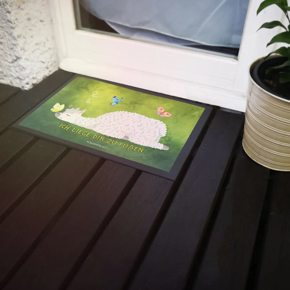Fußmatte Alpaka Llama Schmetterling - Ich liege Dir zu Füßen Sunnywall