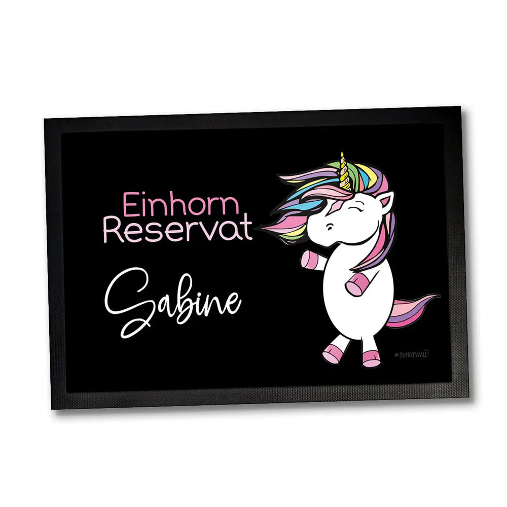 Fußmatte Einhorn RESERVAL - DEIN WUNSCHNAME - individuell personalisiert Sunnywall