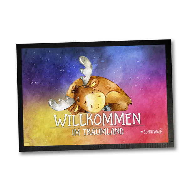 Fußmatte Elch Moose Willkommen im Traumland 50 x 35 cm, 60 x 40 cm, 75 x 50 cm Sunnywall