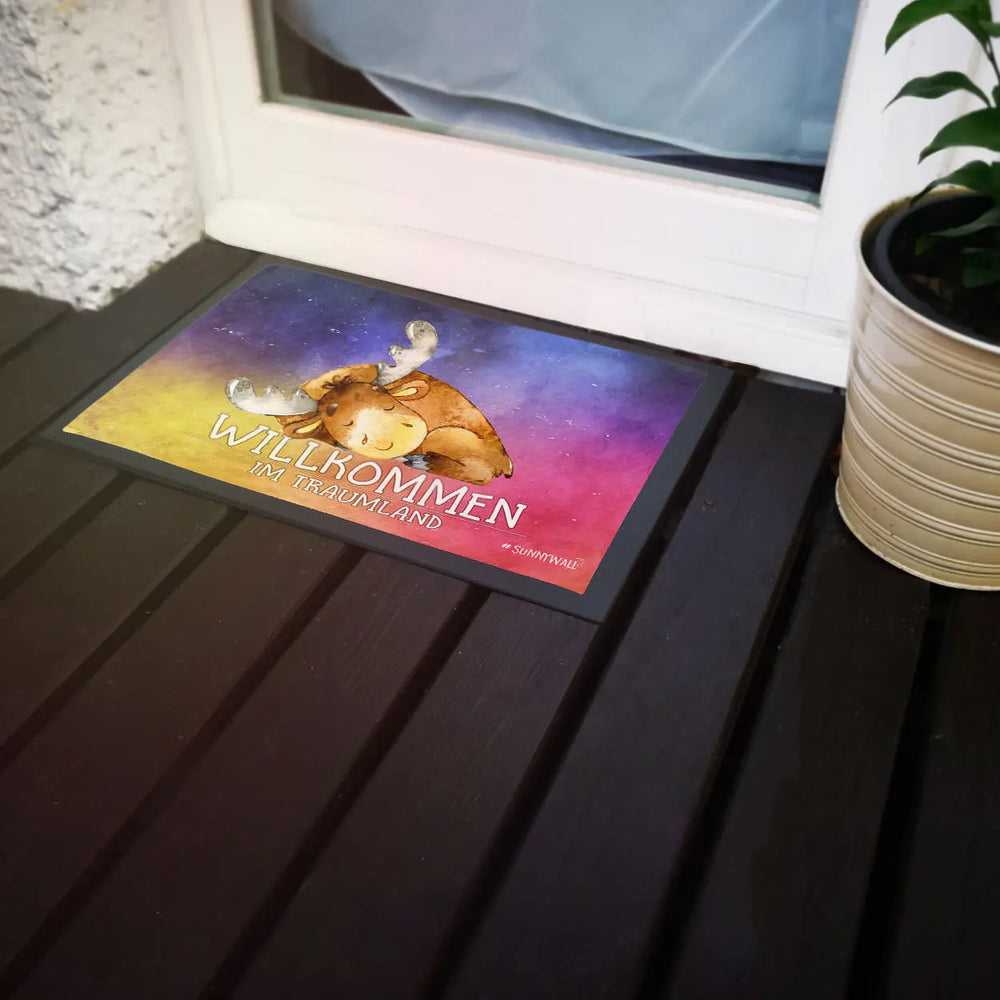 Fußmatte Elch Moose Willkommen im Traumland 50 x 35 cm, 60 x 40 cm, 75 x 50 cm Sunnywall