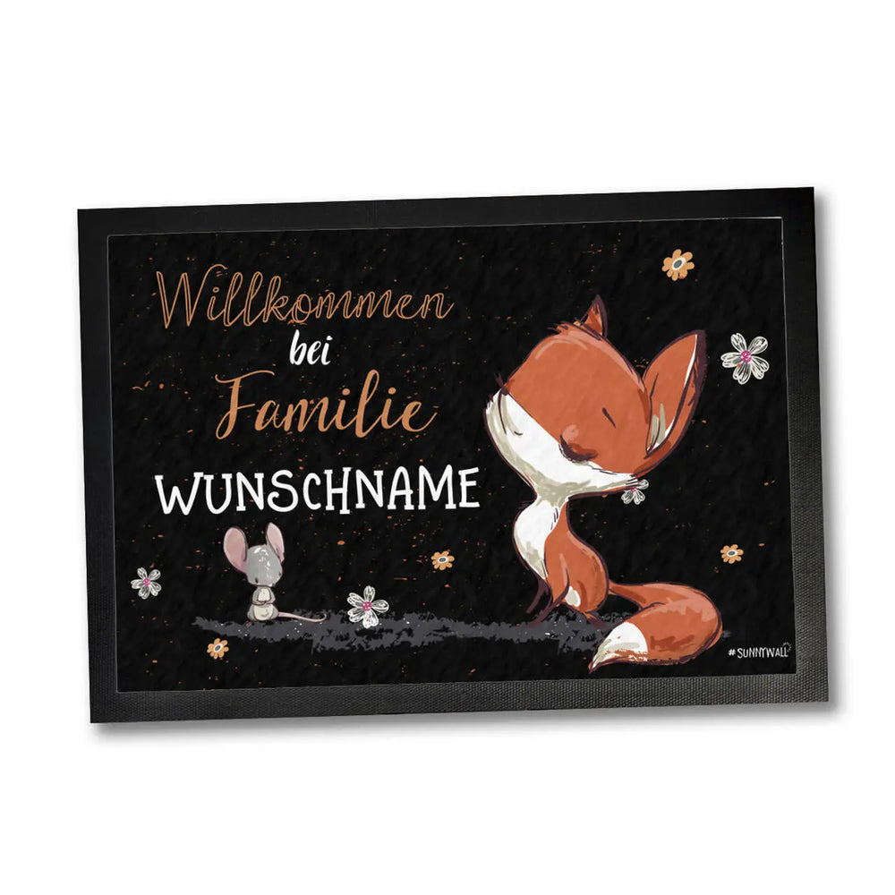 Fußmatte Fuchs Maus - Willkommen bei Familie - DEIN WUNSCHNAME - individuell personalisiert Sunnywall