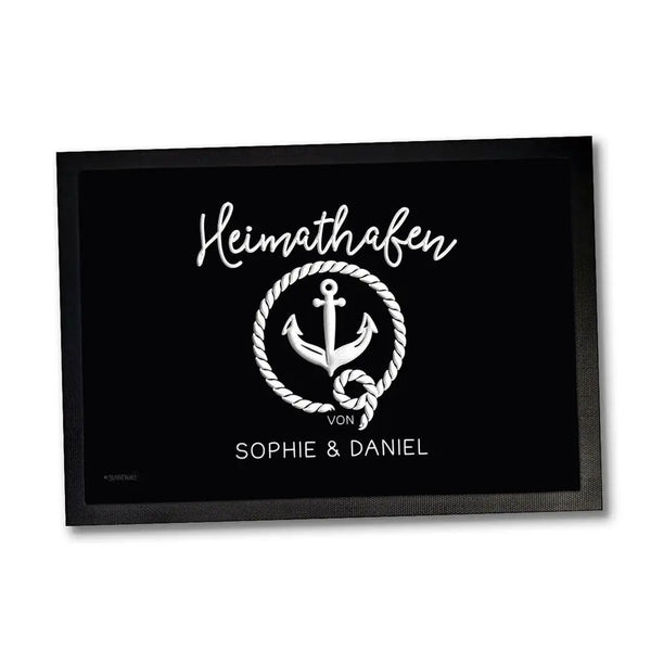 Fußmatte Heimathafen von Name & Name personalisiert Maritim Sunnywall