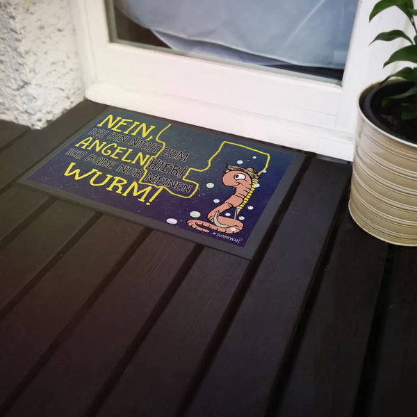 Fußmatte Ich bin nicht zum Angeln hier - ich bade nur meinen Wurm 50 x 35, 60 x 40, 75 x 50 cm Sunnywall