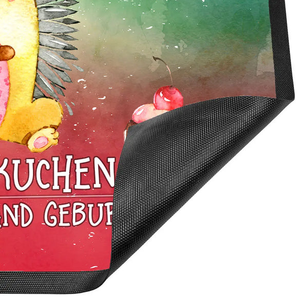 Fußmatte Igel Hedgehog Ich esse Kuchen, weil irgendjemand hat heute Geburtstag 50 x 35 cm, 60 x 40 cm, 75 x 50 cm Sunnywall